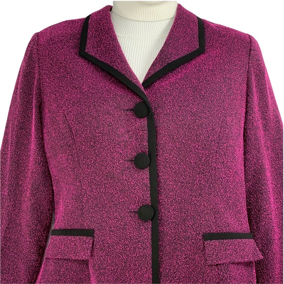 Vintage Three Button Blazer, Pink and Black - Picture 2 of 11